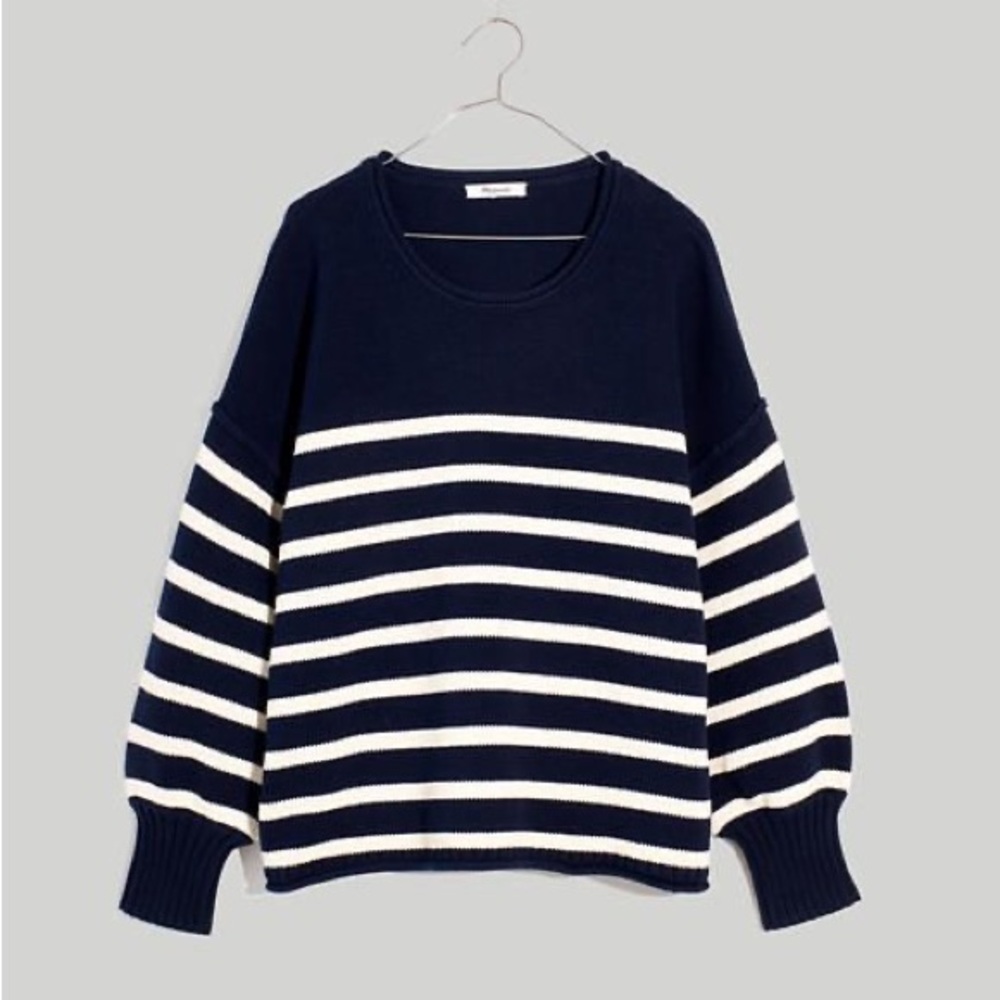Madewell cotton Conway Sweater blue and white striped